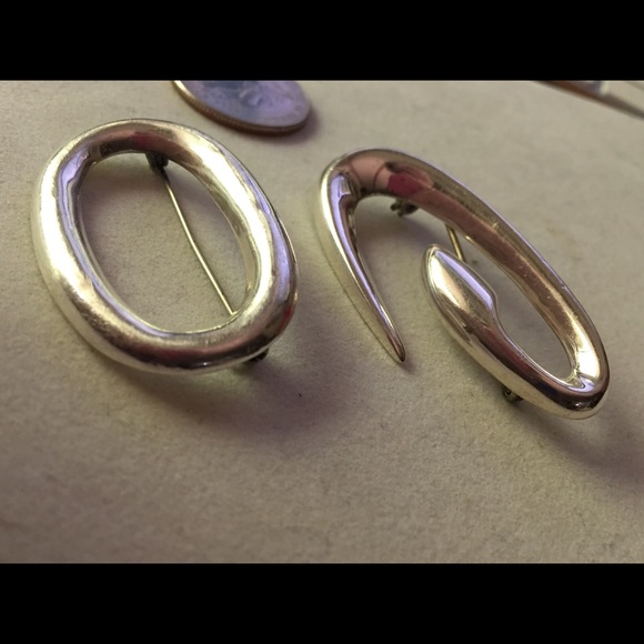 Two sterling silver geometric retro brooches - Picture 3 of 8